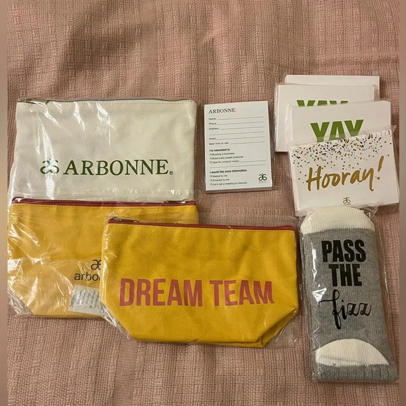 Arbonne Other - Lot of new Arbonne branded bags, note cards and socks